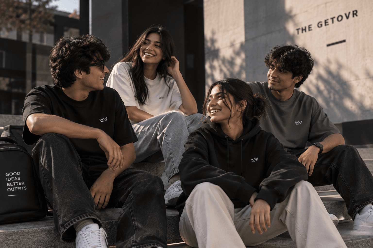 The Getovr community wearing custom apparel together